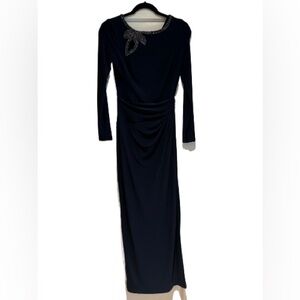 LAUREN BY RALPH LAUREN LADIES NWT SPRING LTHSE NAVY GOWN- SIZE 4- RETAIL $224